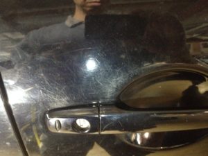 Mitsubishi Delica: door knob before polishing